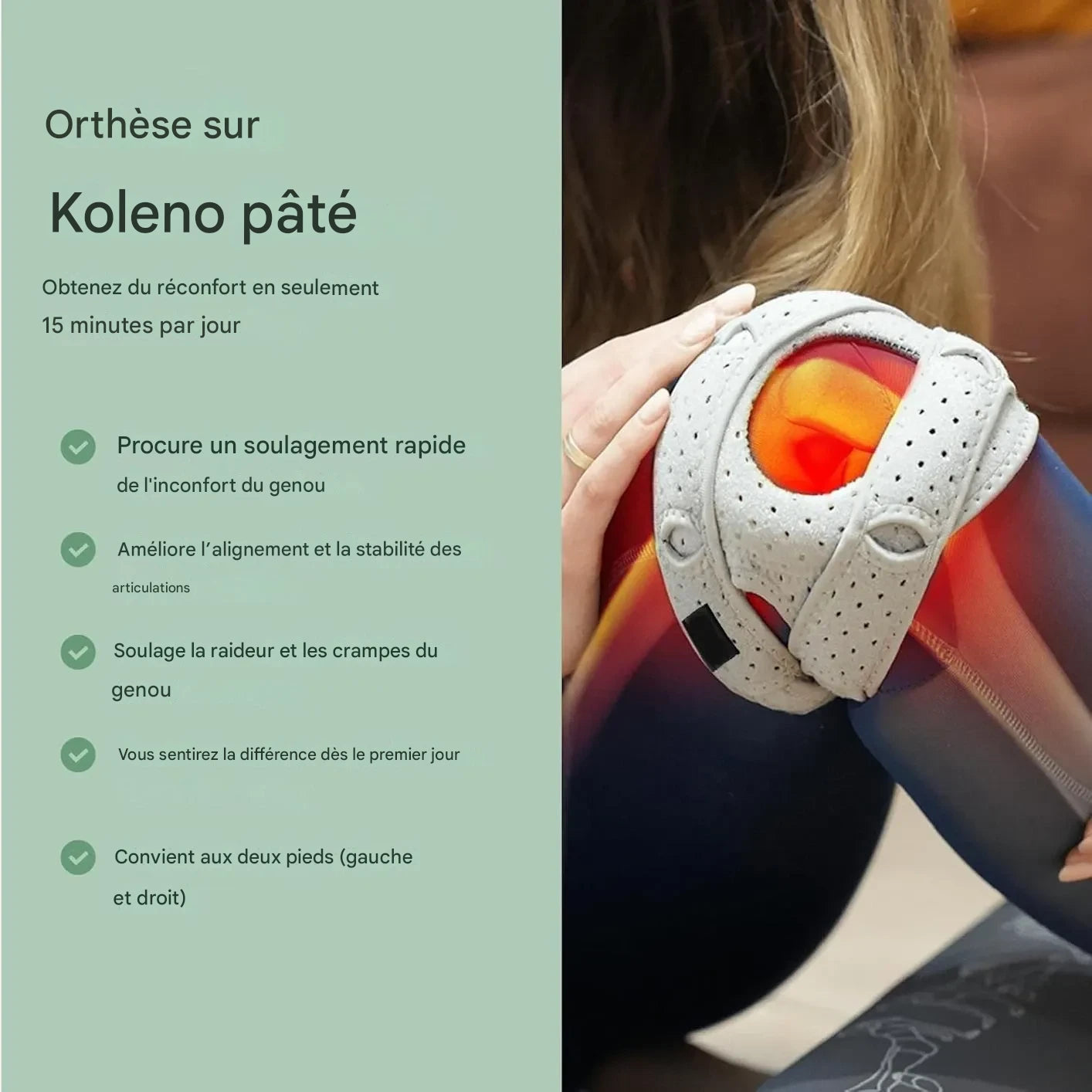 Orthèse rotulienne 3D réglable (idéale pour les coureurs, les joueurs de tennis et les personnes souffrant d'arthrite rotulienne)